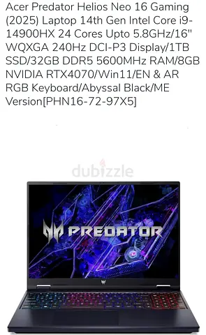 2025 Acer predator helios neo 16 gaming