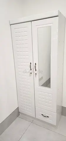 Brand New White Freestanding Wardrobe with Mirror - 2 Doors,