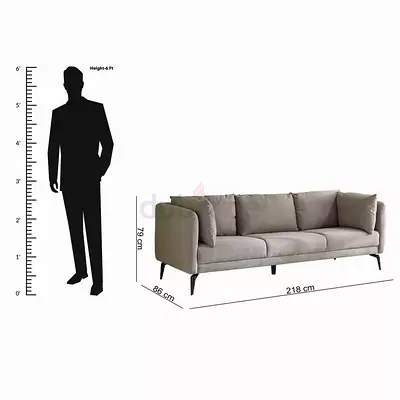 Light Grey 3-Seater Fabric Sofa in Good Condition