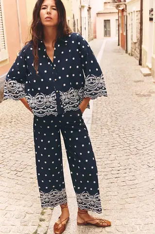 Zara Bloggers Favourite Embroidered Co-ord Set in Blue