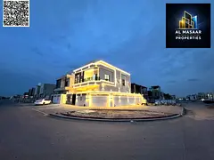 Villa (corner) for sale in Ajman | Al Helio 2 area | 5 rooms, majlis, 2 halls and roof | Freehold ow