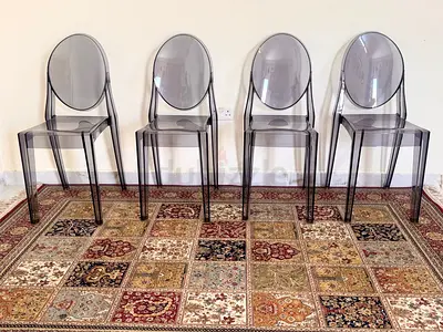 ✨ Authentic Kartell Victoria Ghost Chairs – Set of 4 | Smoke Transparent | Designer Philippe Starck