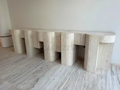 Travertine console table