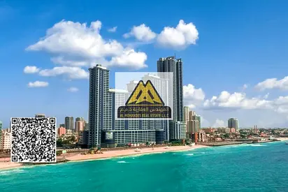 تقع الشقة في الرميلة 2 داخل برج الكورنيش الفاخر صف أول من البحر بإطلالة مباشرة ومميزة على كورنيش عجمان