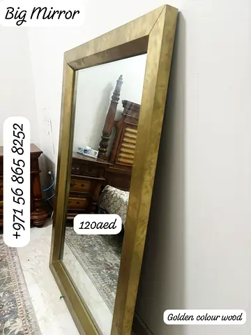 Large Gold Wooden Floor Mirror - 120 AED