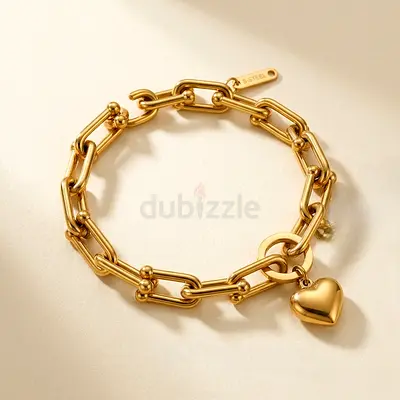 Heart Charm Link Bracelet