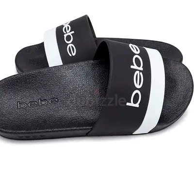 Bebe Women’s Logo Slide Sandals – Black/White