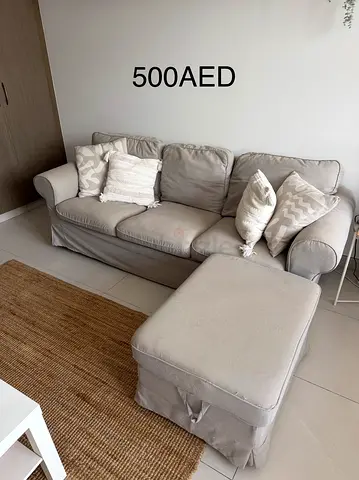 IKEA Ektorp couch + footstool with storage