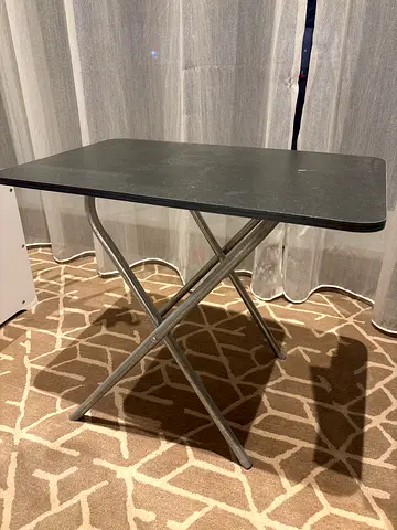 Compact Folding Side Table with Black Top