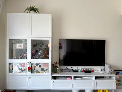 IKEA BESTÅ Modular TV Unit + Storage – Customizable Layout - with Glass Doors - White