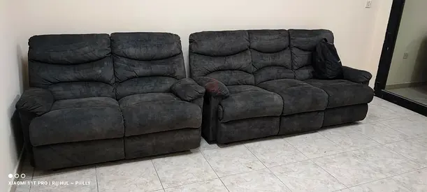 Used dark grey 5-seater reclining sofa set - good condition