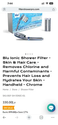 Blu Ionic Handheld Shower Filter – Chrome, Removes Chlorine  Improves Hair/Skin