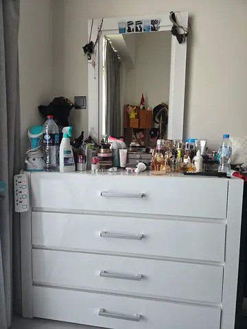 White 5-Drawer Dresser with Mirror - Good Condition