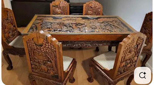 Hand-carved Solid Wood Dining Table