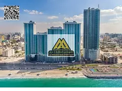 Luxury 3 Bedroom Apartment for Annual Rent in Corniche Towers – Rumaila 2 – Ajman | Full Sea Vie