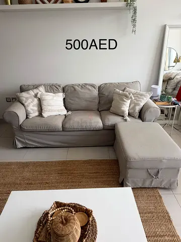 IKEA Ektorp sofa and footstool with storage (Good Condition)