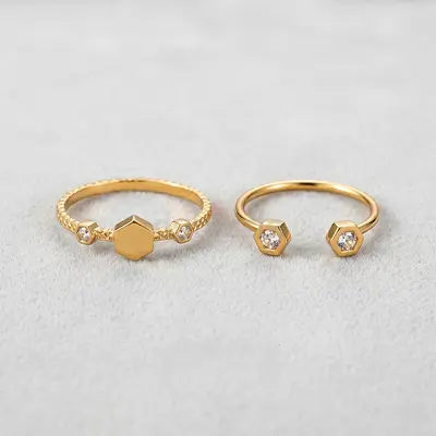 2-Pack Hexagon Rings
