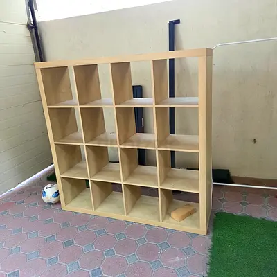 IKEA-style 5x4 Wooden Cube Shelf Unit - Light Birch Finish