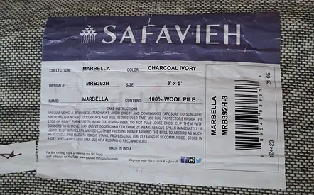 Safavieh Marbella Wool Rug 3x5 — Charcoal/Ivory. Unused. AED 390 Only!