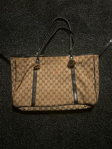 Gucci style monogram beige tote bag