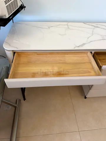 Vanity with drawer No drawer- marble white white and wood top
