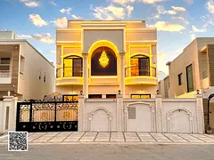 Villa (classic design) for sale in Ajman | Al Yasmin area | 6 rooms, majlis, 3 halls and roof | Free