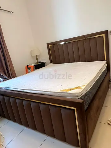 Brown Velvet King Bed Frame with Headboard and Footboard