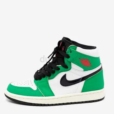 Authentic Air Jordans Green/White Leather 1 Retro High Top Sneakers Size 38.5