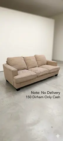 Beige 3-Seater Fabric Sofa - Good Condition (Cash Only)