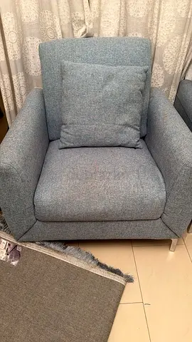 Single Light Blue Fabric Armchair in Good Condition