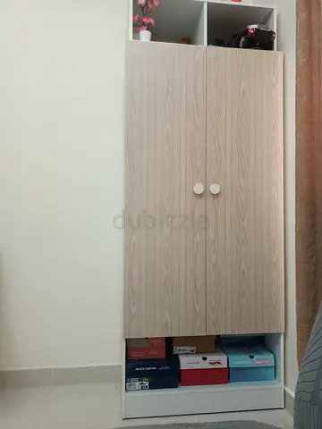 Slim 2-Door Wardrobe / Armoire in Light Oak Finish — Good Condition