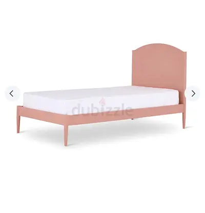 Single Pink Wooden Bed Frame with Headboard