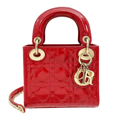 Authentic Christian Dior Red Mini Chain Lady Dior Bag