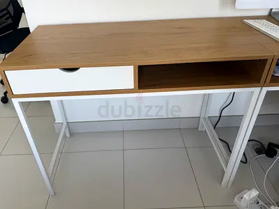 Modern Office Desk with Drawer – Wood  White