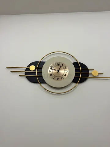 Modern Gold  Black Wall Clock — Decorative Metal Clock