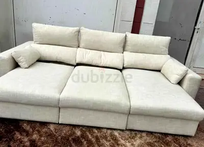 Ikea Eskelstuna L shape sofa bed Beige Large Cream Modular Corner Sofa with Chaise and Cushions