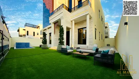 فيلا بمسبح طابقين وروف 5 غرف بسعر مميز شامل رسوم التسجيل في أرقي مناطق عجمان تملك حر لجميع الجنسيات