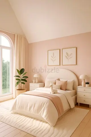 Cozy neutral bedroom  bed