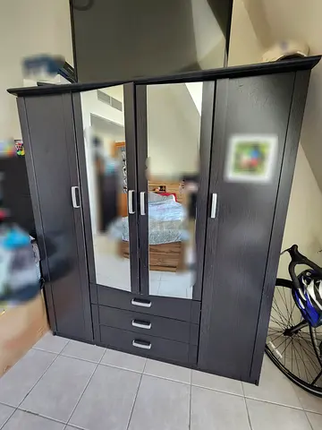 4 Door Closet with 3 Drawers with mirror – maximum storage, smart bedroom upgrade