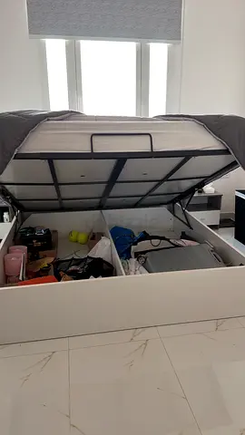 Double Bed Frame with Mattress (Good Condition) - White