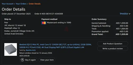 PRICE IS FINAL. Beelink EQi12 Mini PC | i5-12450H | 32GB RAM | 500GB SSD — Like New