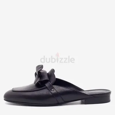 Authentic Hermes Black Leather Oz Mules Size 36