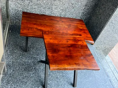 Live edge solid wood coffee table with side table