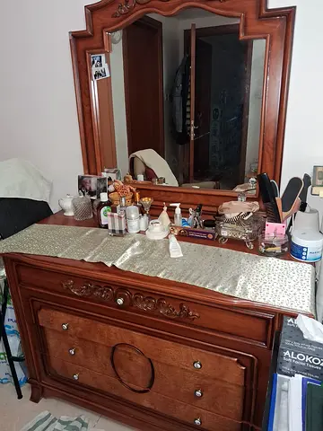 Wooden Dresser with Large Mirror — Classic Design, Good Condition