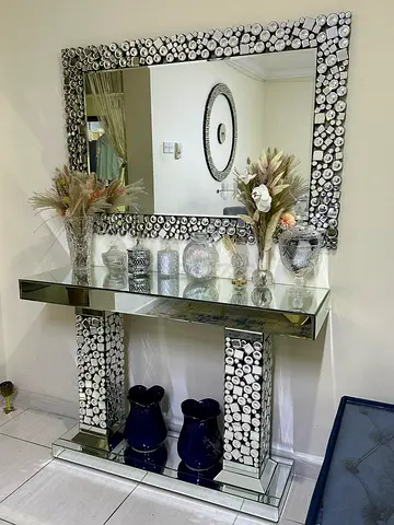 Pan Home Mirror Console Table with Decorative Frame