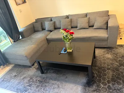 Gray Sofa Set - L Shape,  Excellent
Condition, with coffee table