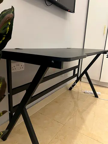 Black metal study/computer desk - good condition