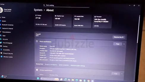 Laptop Windows 11 - i7, 16GB RAM, 512GB SSD (Shown in System Info)