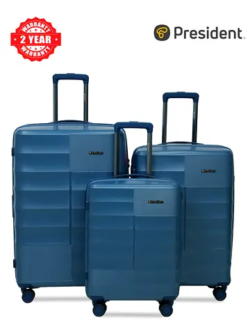 3-Piece Hard Shell Trolley Luggage Set - Blue (Large, Medium, Cabin) 66770