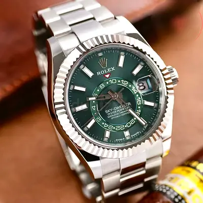 Rolex Sky-Dweller Stainless Steel Green Dial Automatic Watch
